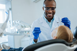 Young woman receives a dental exam