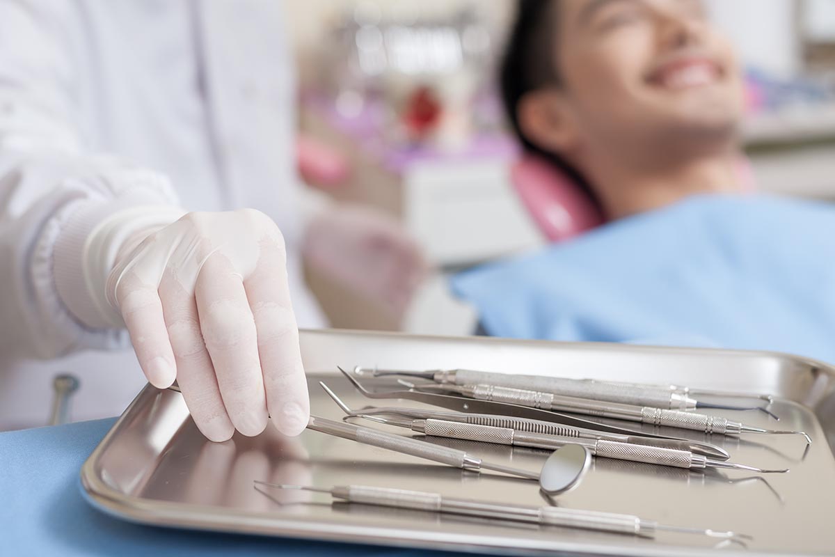 adult patient getting dental braces
